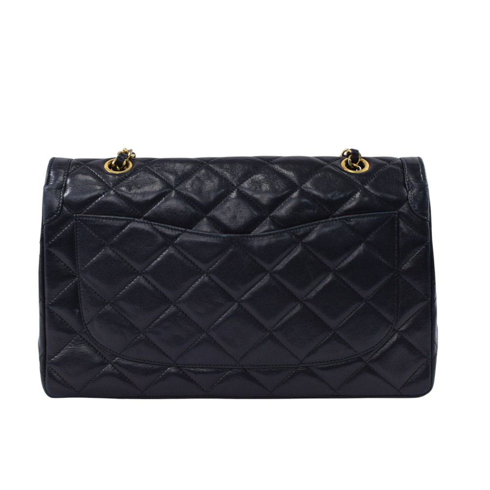 CHANEL Matelasse Coco Mark Double Flap Chain Shoulder Bag Black Lambskin Paris - Picture 3 of 7
